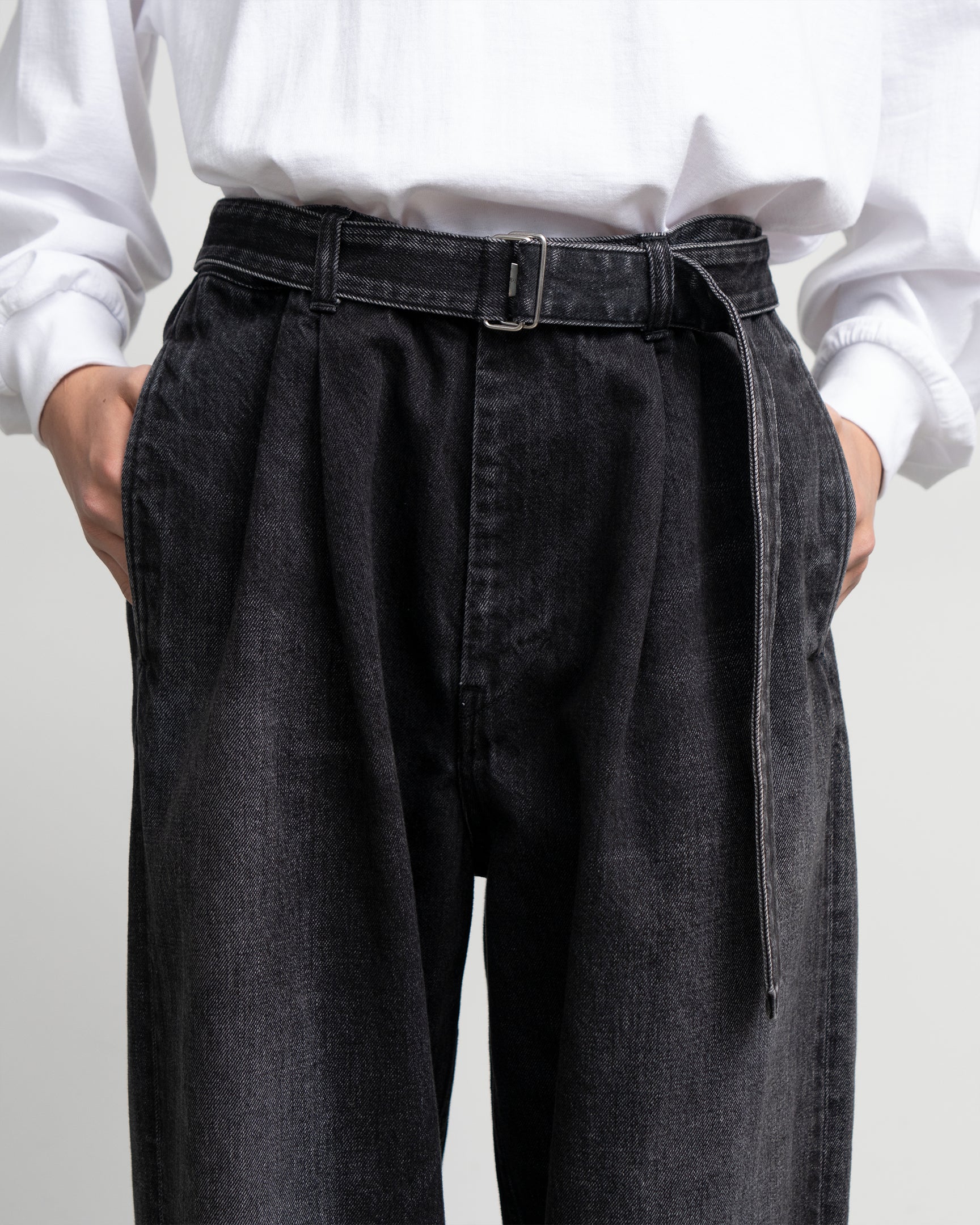 Graphpaper Selvage Denim Belted Pants - DARK FADE