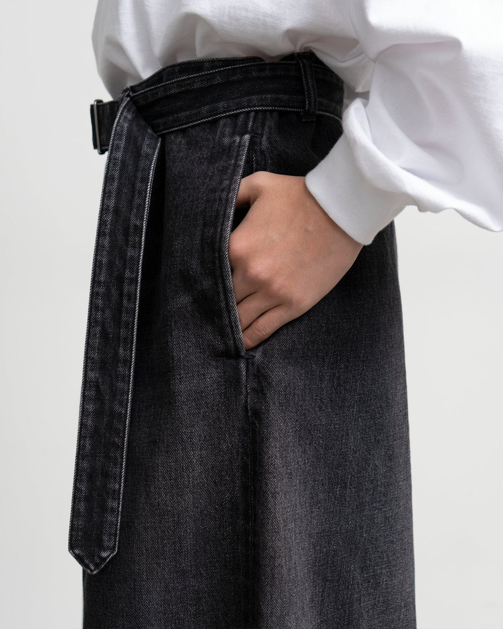 Graphpaper Selvage Denim Belted Pants - DARK FADE